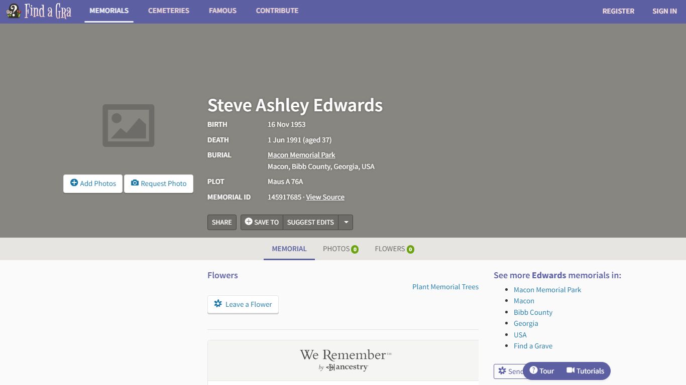 Steve Ashley Edwards (1953-1991) - Find a Grave Memorial
